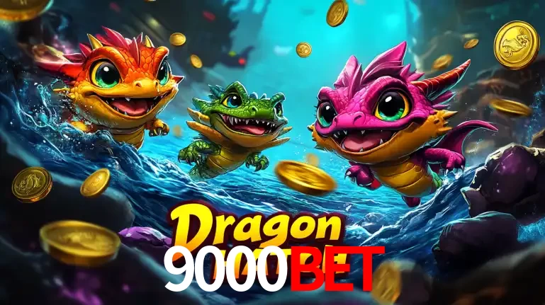 Arte promocional do jogo Dragon Hatch com três adoráveis dragões bebês nadando entre moedas de ouro, um dos slots mais divertidos para jogar no cassino 9000bet.